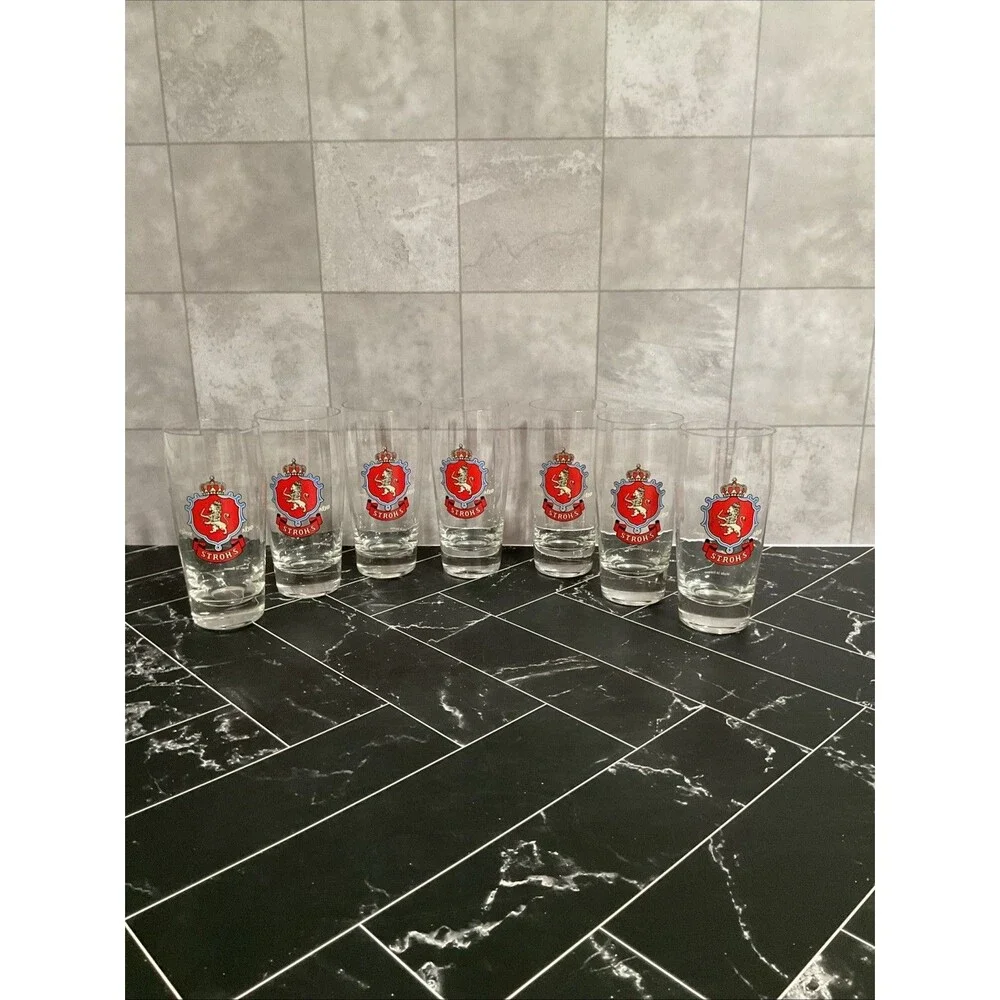 Lot of 7 STROH'S RASTAL PILSNER BEER GLASS, GLASSES, .25 LITER Vintage